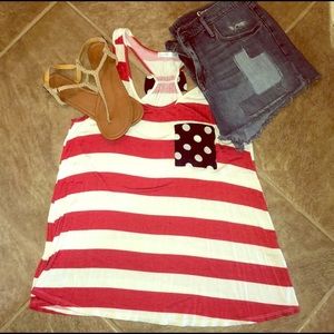 Red white and blue Razorback tank